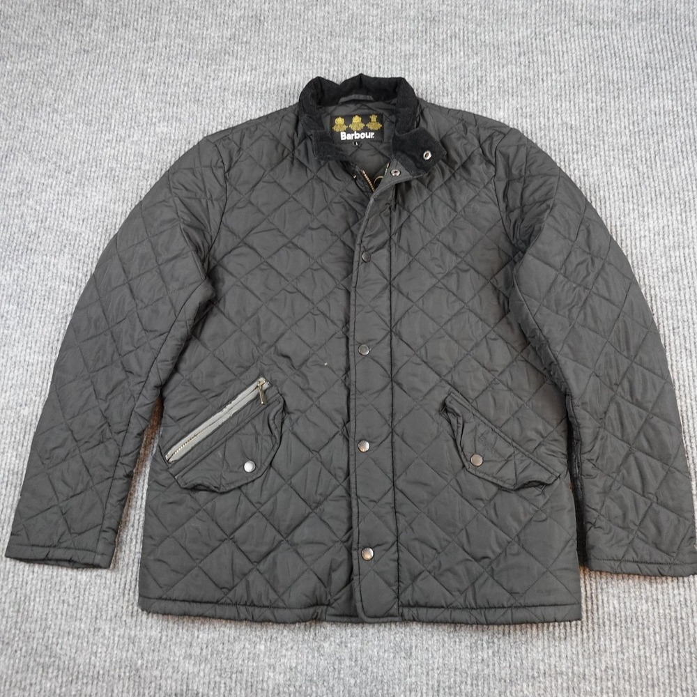 Barbour Bowden Quilted Jacket Mens Large Black Full Zip Lined Padded Outdoor